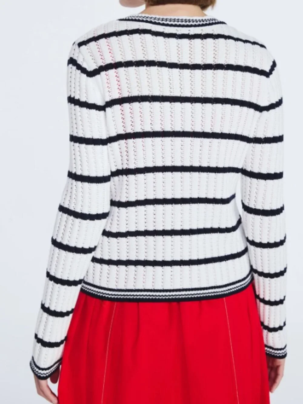 Free Assembly Black & White Striped Knit Long Sleeve Cardigan Sweater Size XS